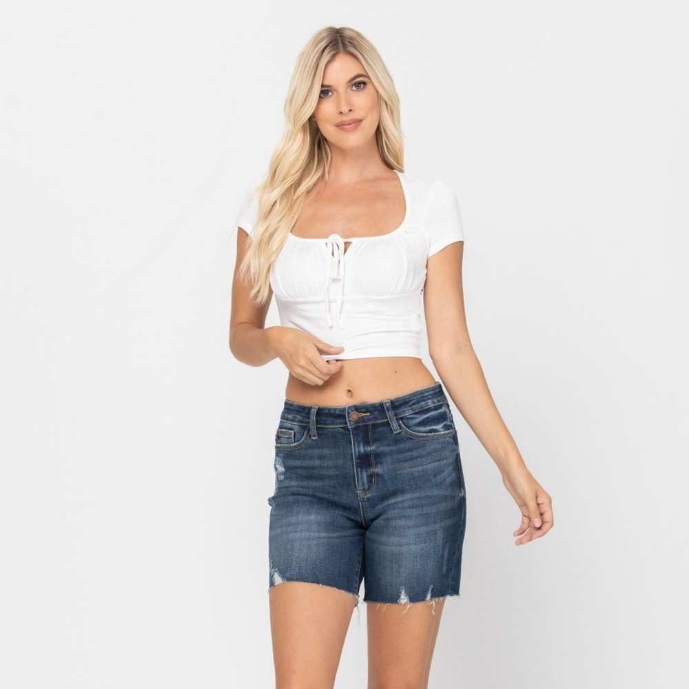 HIGH RISE MID-THIGH SHORTS